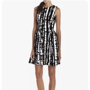 Calvin Klein black and white graphic print cocktail dress NWT